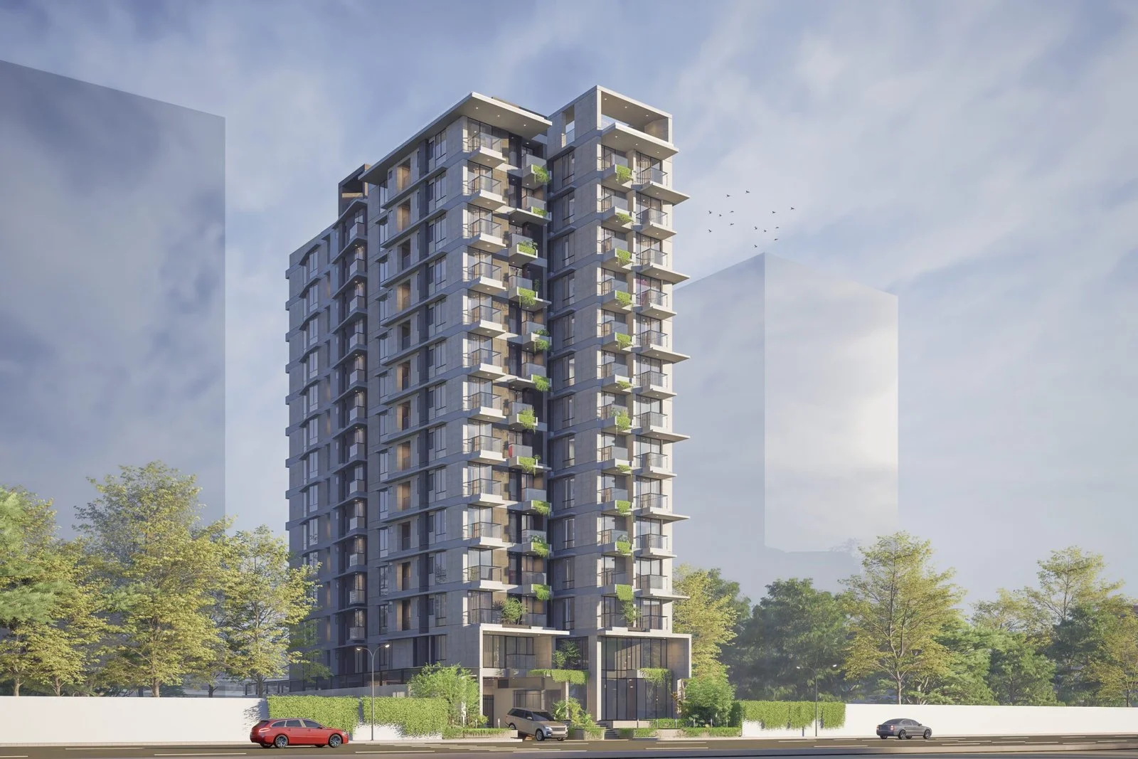 অ্যাসেট ইস্কাটন টাওয়ার থ্রিডি ভিউ, ঢাকা, বাংলাদেশ — দিনের বেলায় বাঁ পাশ, ছবি ৩/১০