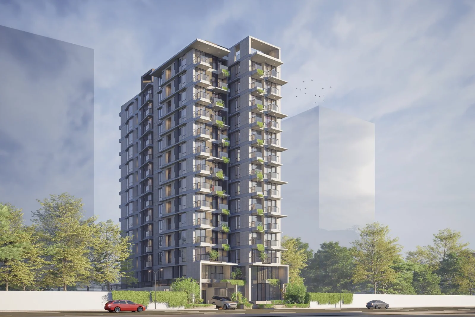 অ্যাসেট ইস্কাটন টাওয়ার থ্রিডি ভিউ, ঢাকা, বাংলাদেশ — দিনের বেলায় বাঁ পাশ, ছবি ৪/১০