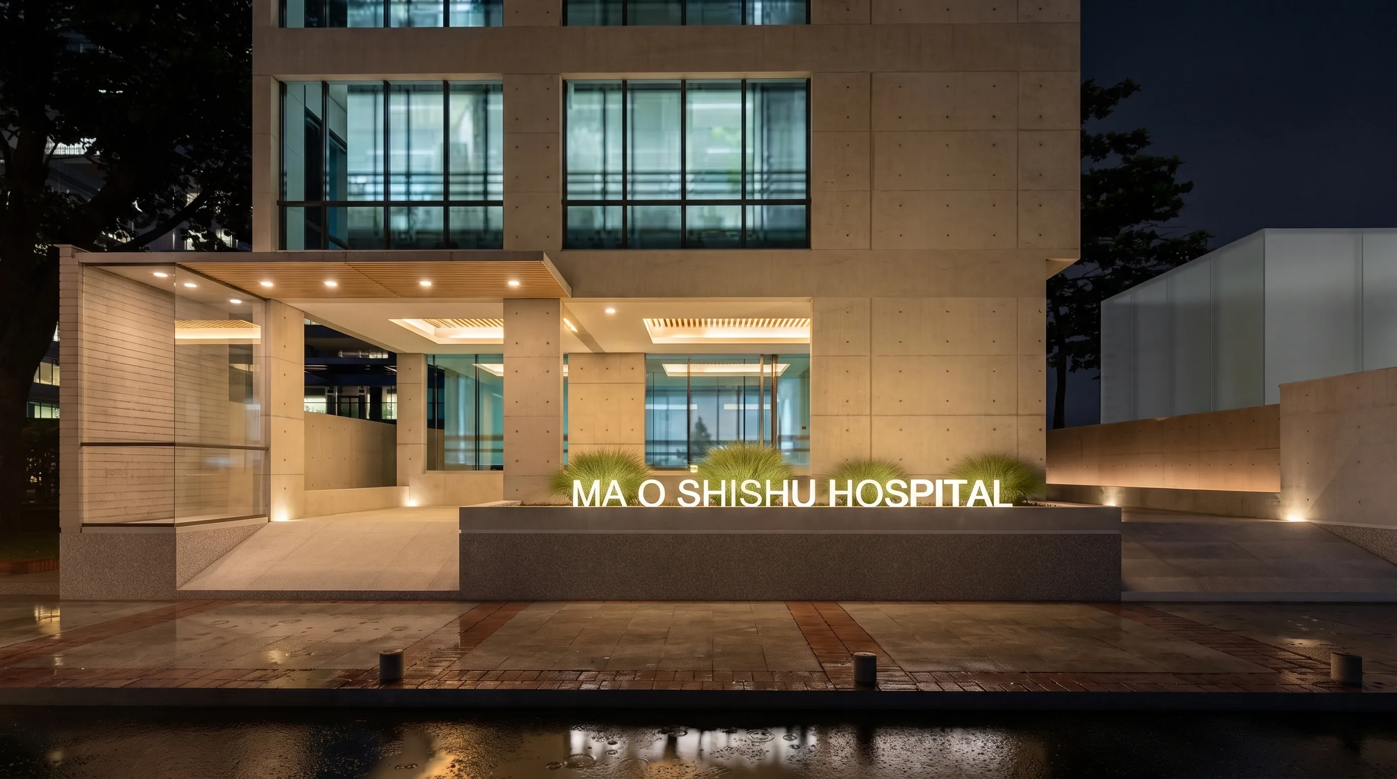 MA O Sishu Hospital, Uttara, Dhaka – Eingang bei Nacht, Bild 9 von 9