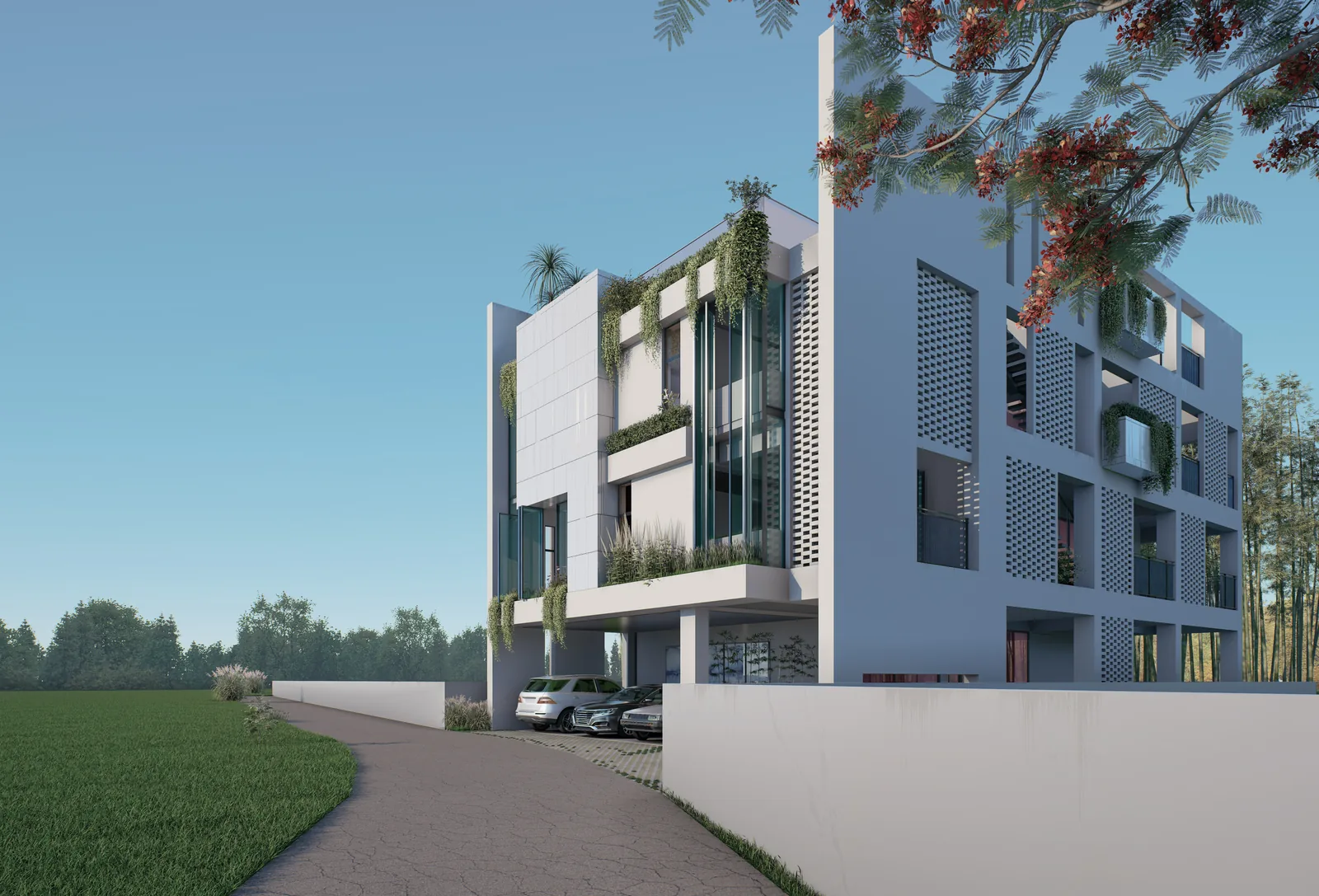 Residence Triplex, Gazipur – Fassade mit Sonnenschutzgitter, Bild 1 von 17